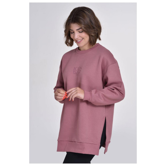 Target Γυναικείο φούτερ Loose Crewneck Side Slits Fleece "Icon"